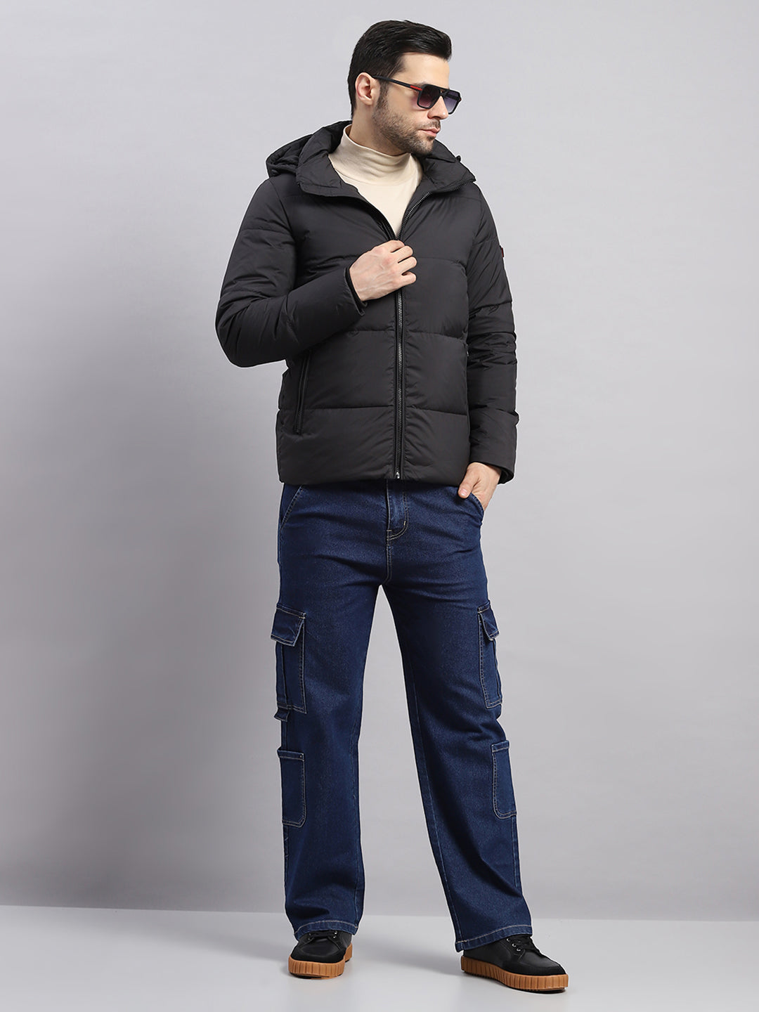 Luxuria Men Black Compressible Duck Down Hooded Jacket