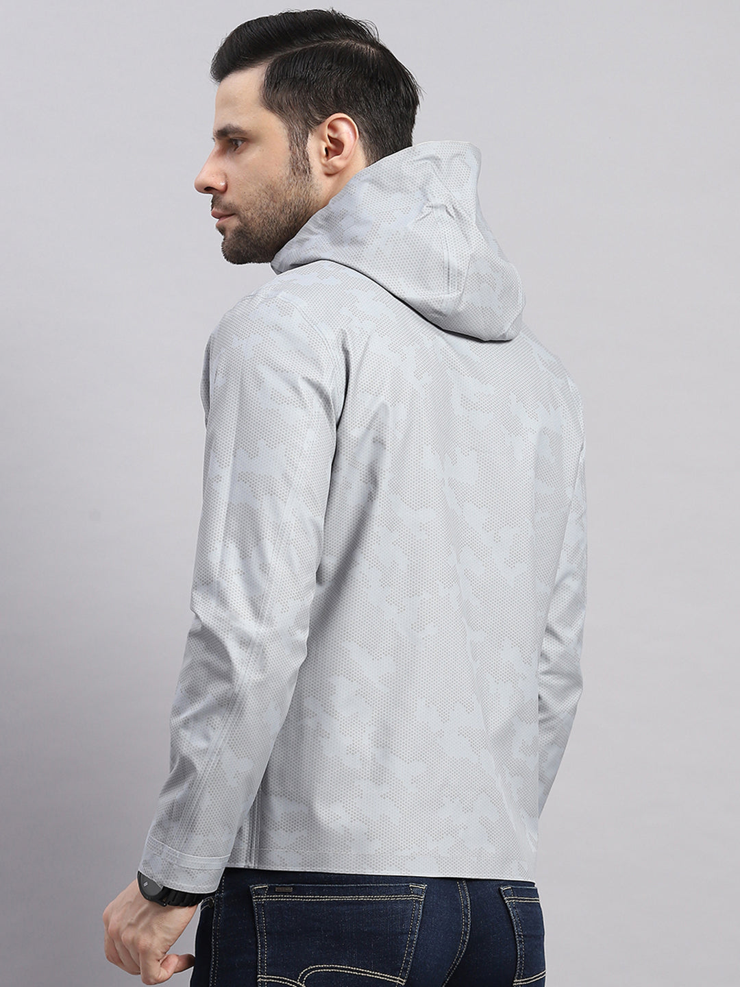 Luxuria Men Beige Check Hooded Full Sleeve Reversible Jacket