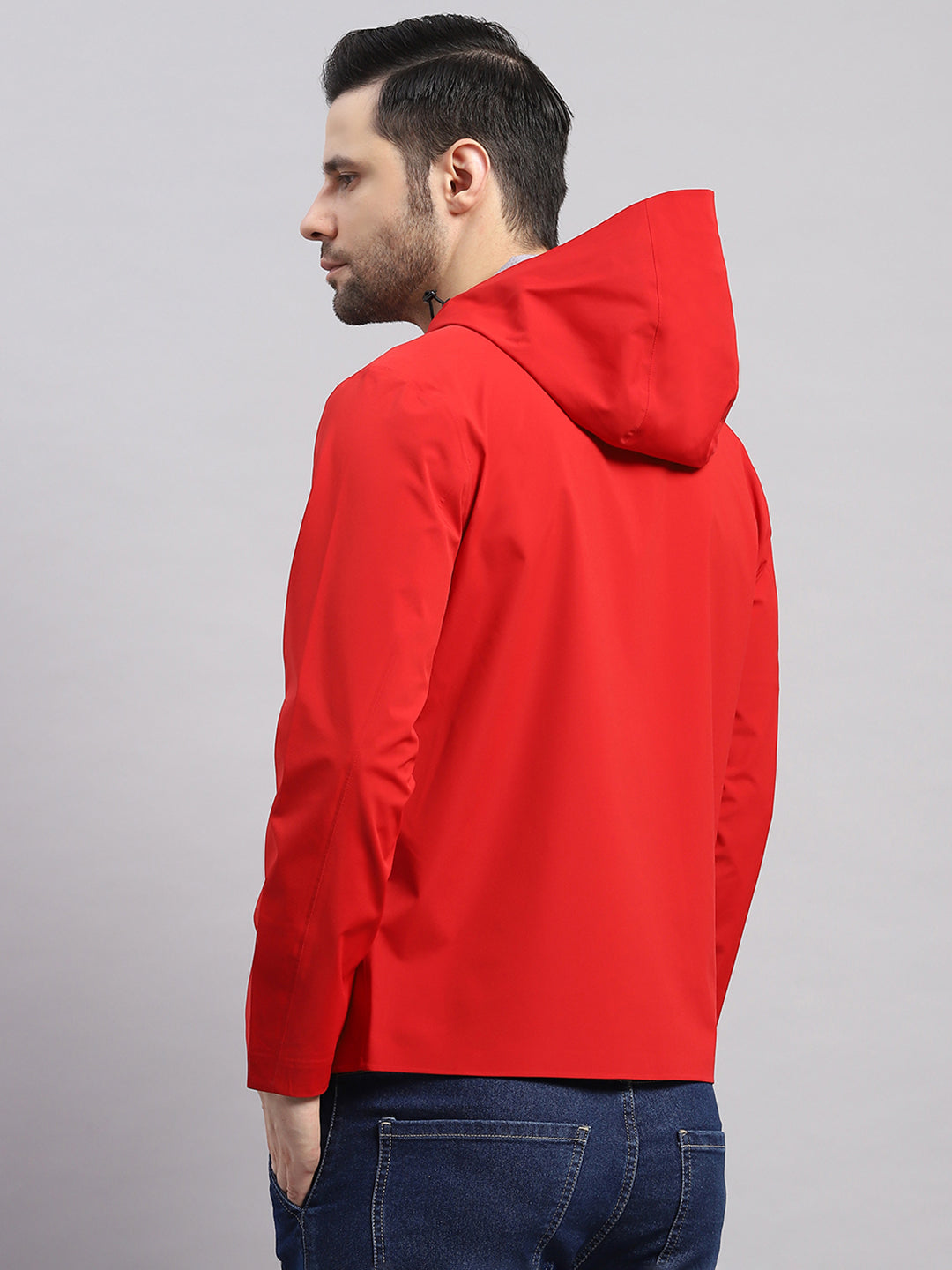 Luxuria Men Red Check Hooded Full Sleeve Reversible Jacket