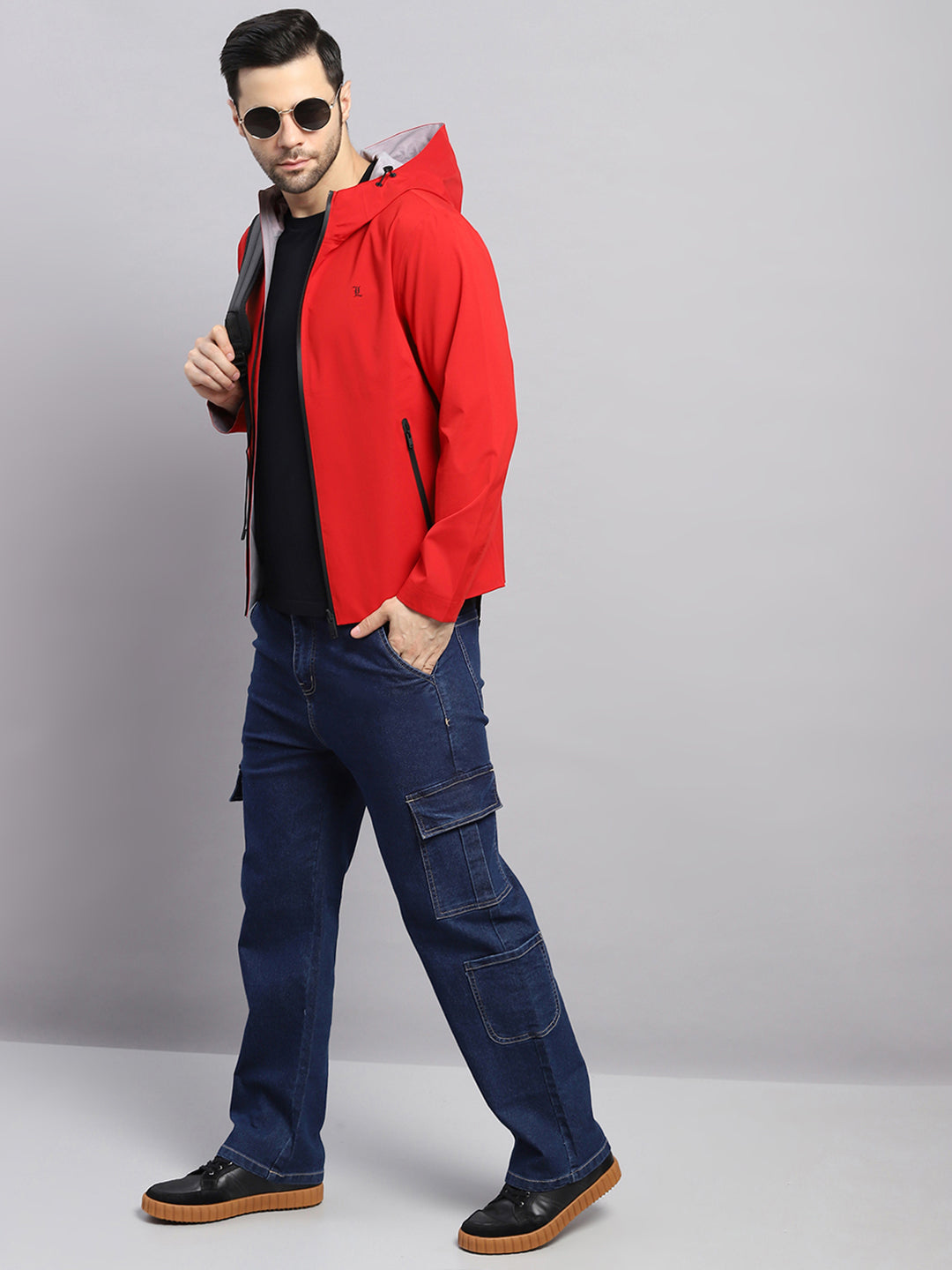 Luxuria Men Red Check Hooded Full Sleeve Reversible Jacket