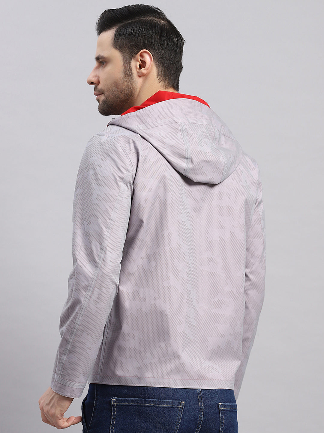 Luxuria Men Red Check Hooded Full Sleeve Reversible Jacket