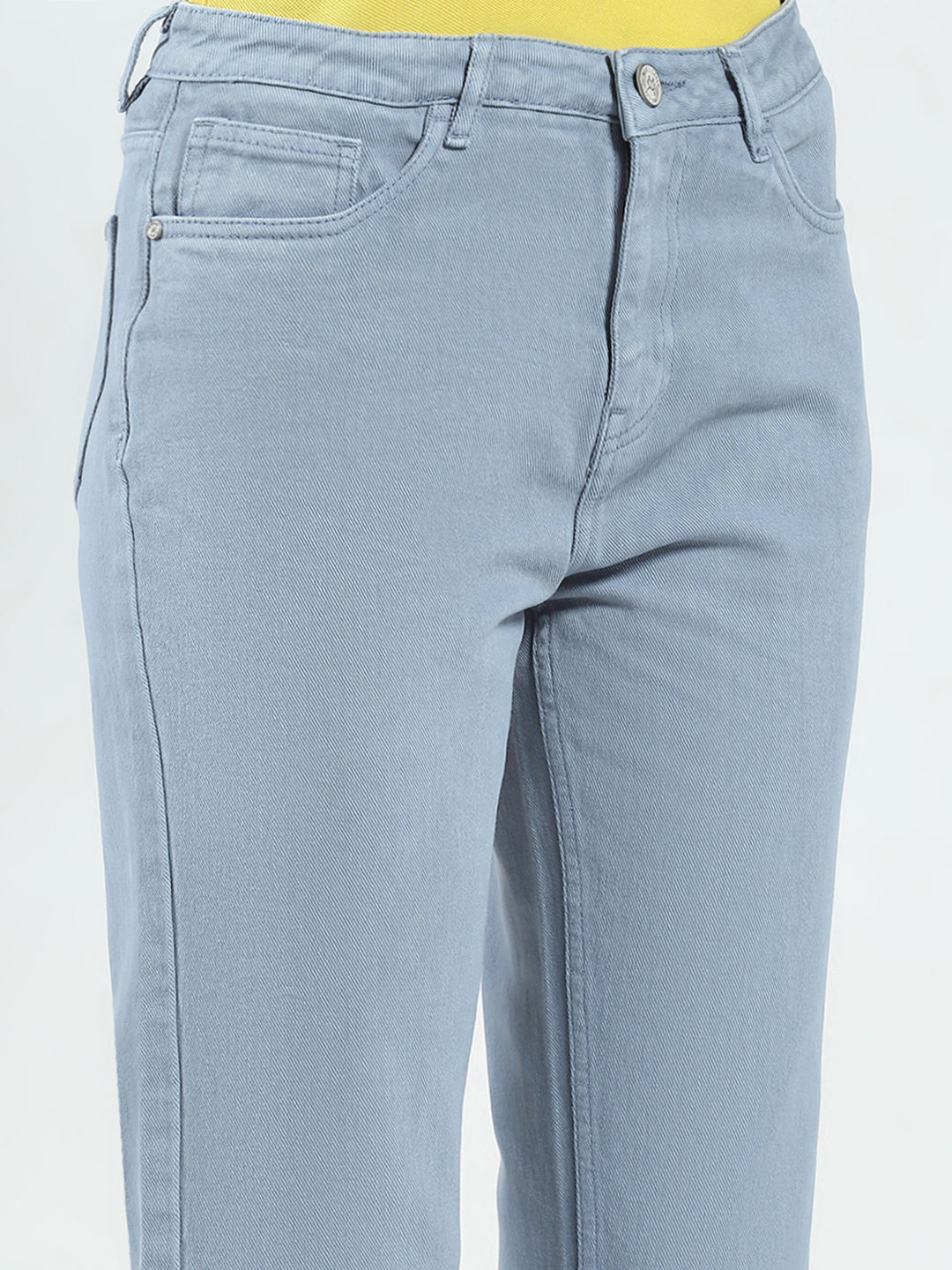 Women Blue Solid Slim Fit Denim