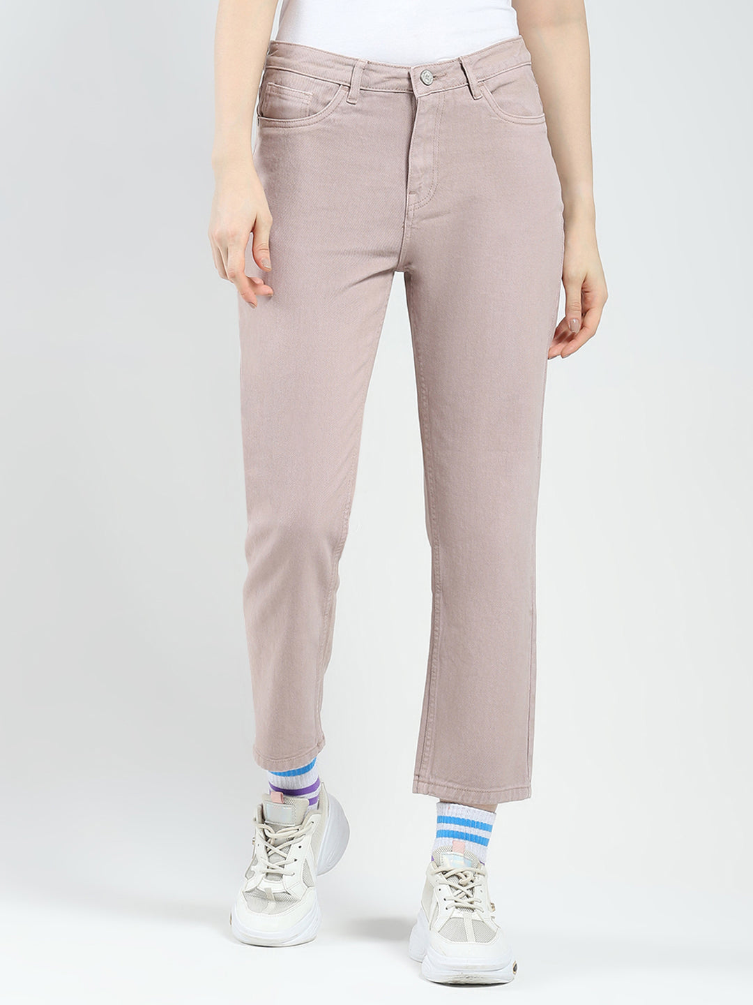 Women Rust Solid Slim Fit Denim