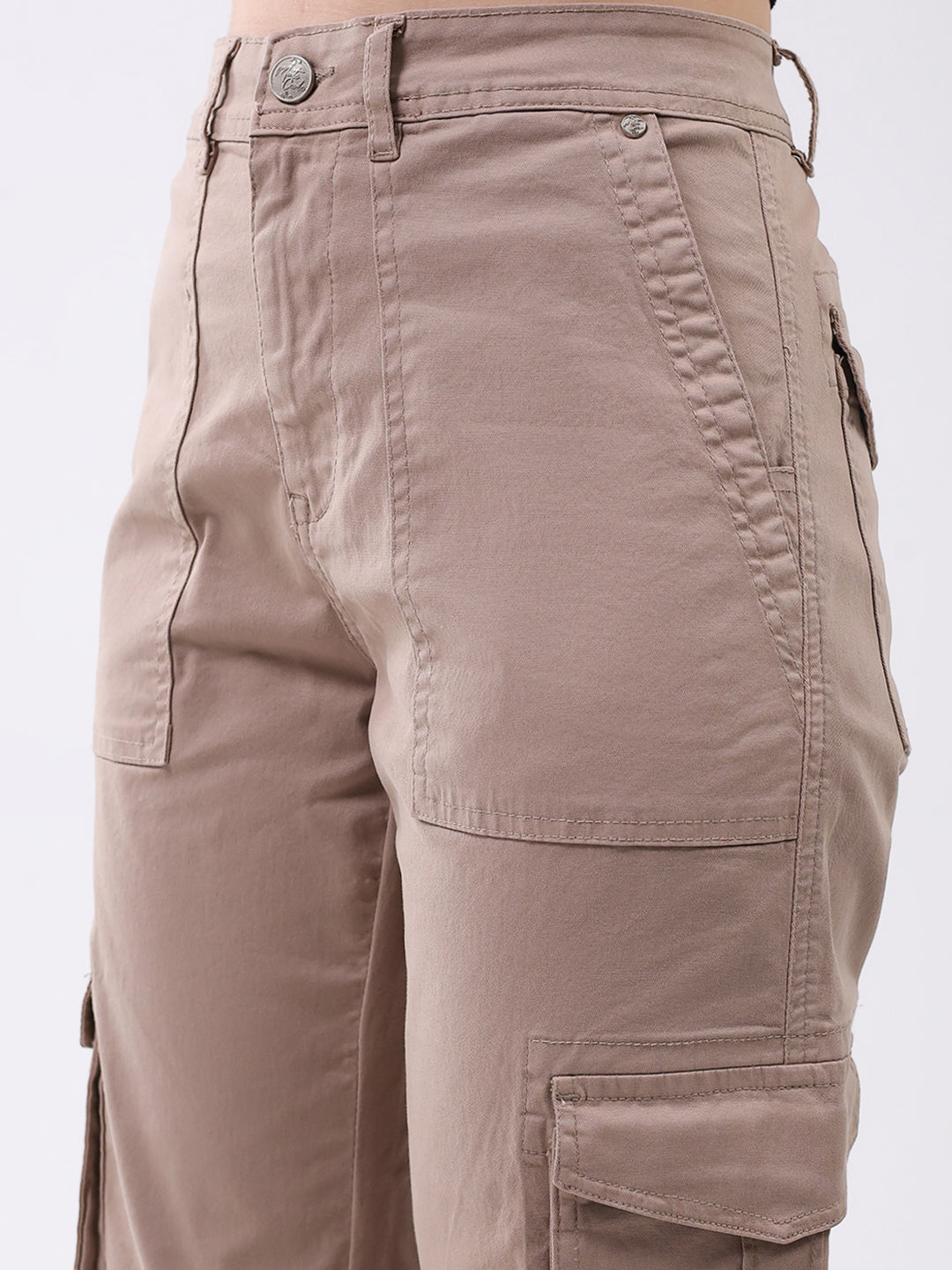 Women Mauve Solid Straight Fit Trouser