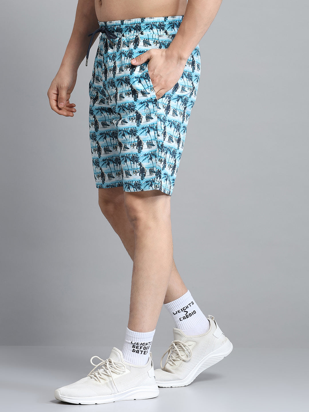 Men Blue Printed Short