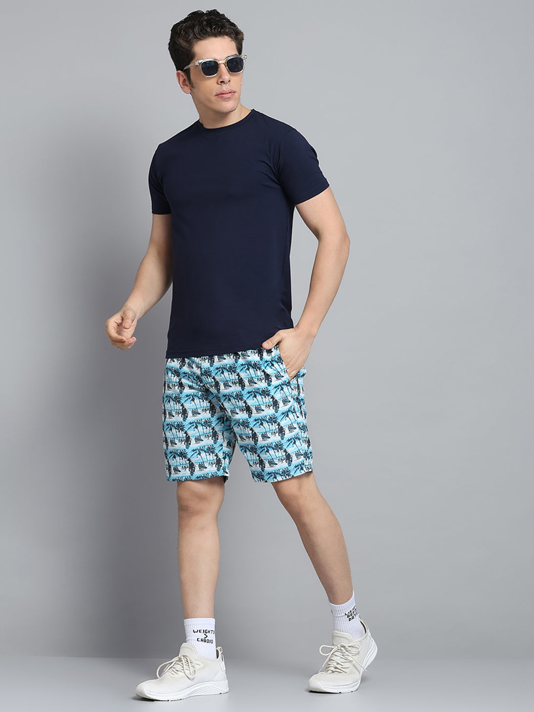 Men Blue Printed Short