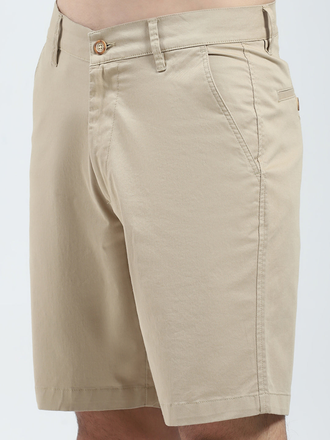 Men Khaki Solid Regular Fit Short