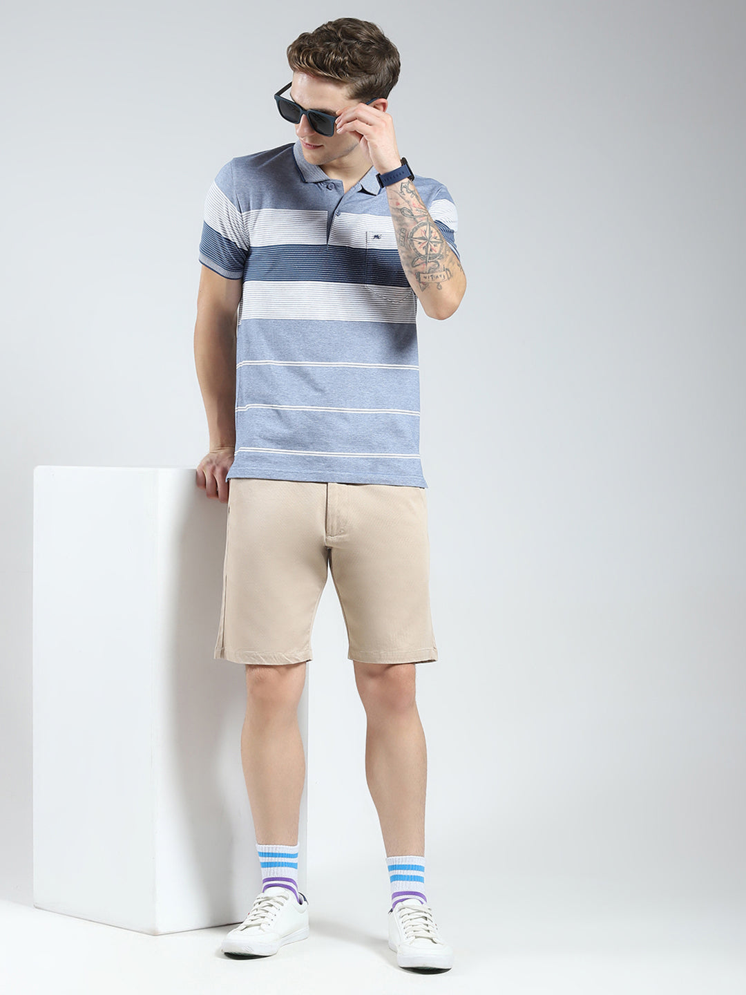 Men Beige Solid Regular Fit Shorts