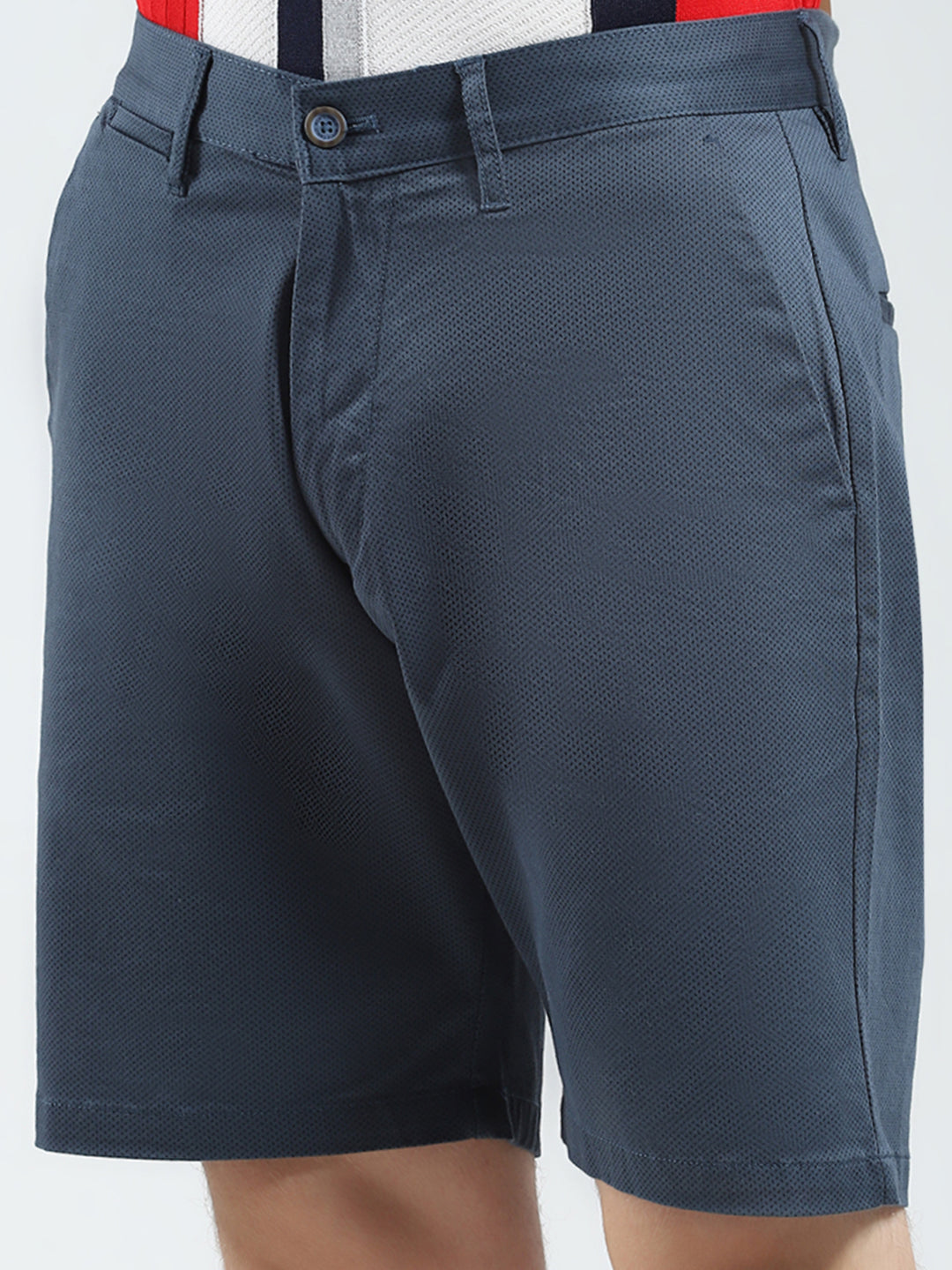 Men Navy Blue Solid Regular Fit Shorts