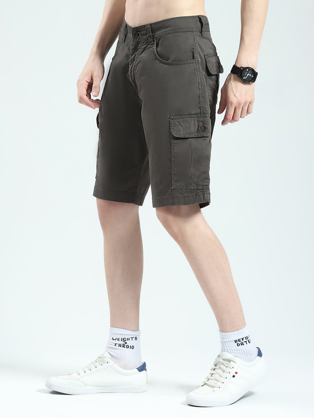 Men Brown Solid Regular Fit Shorts