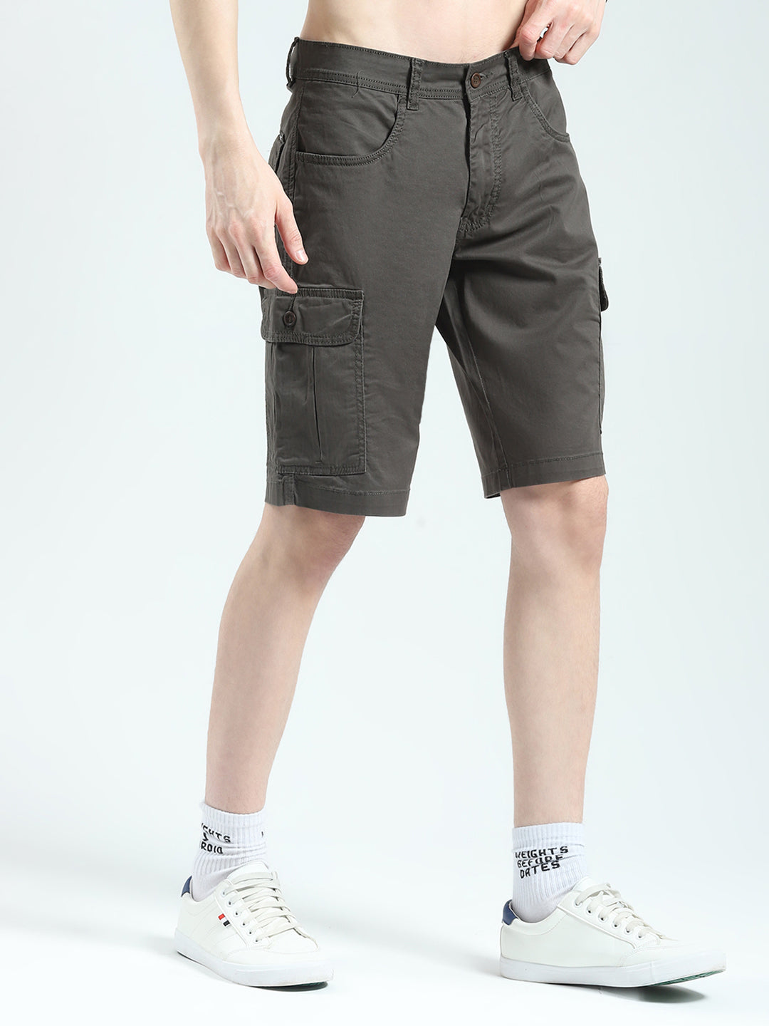Men Brown Solid Regular Fit Shorts