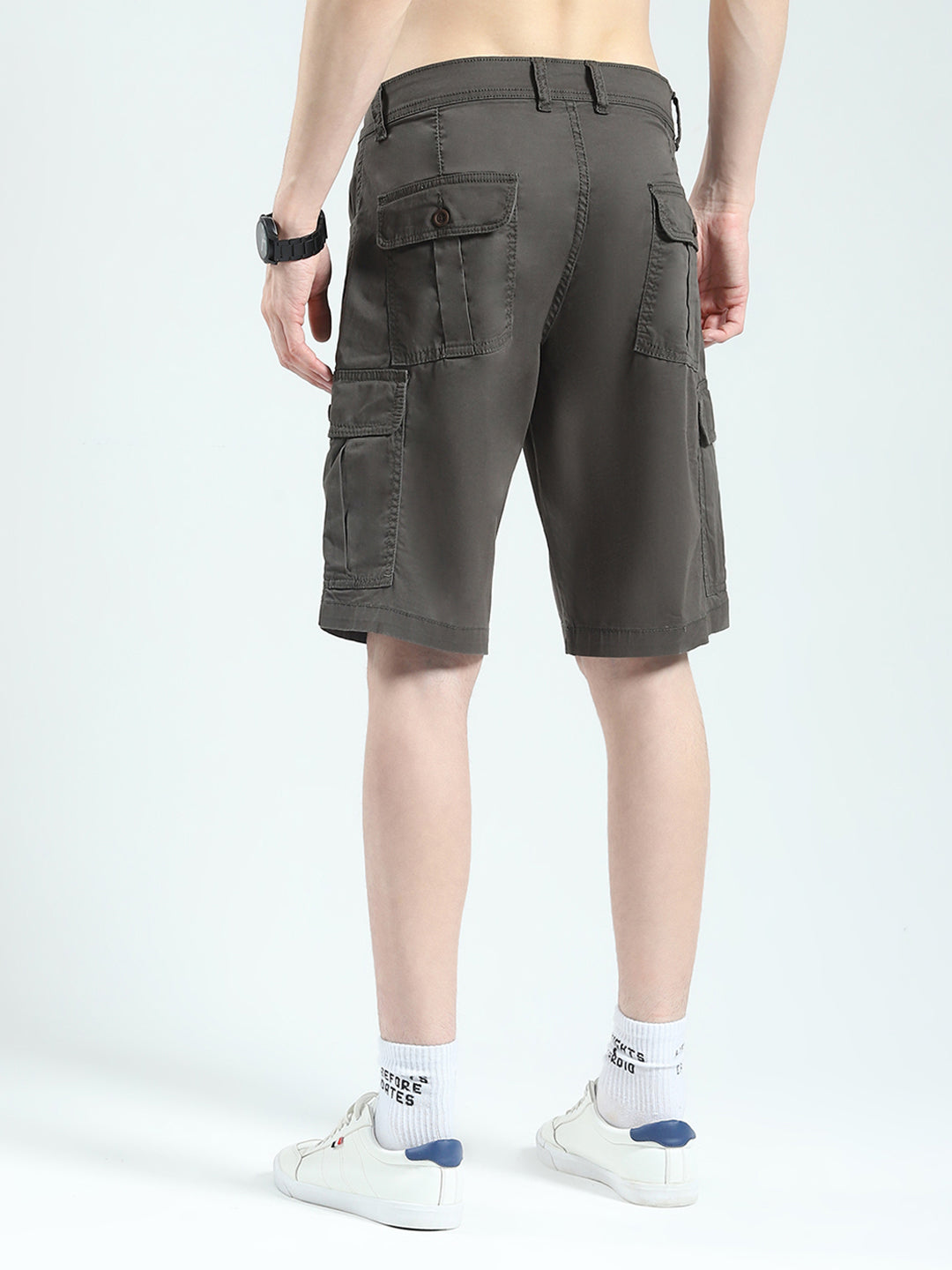 Men Brown Solid Regular Fit Shorts