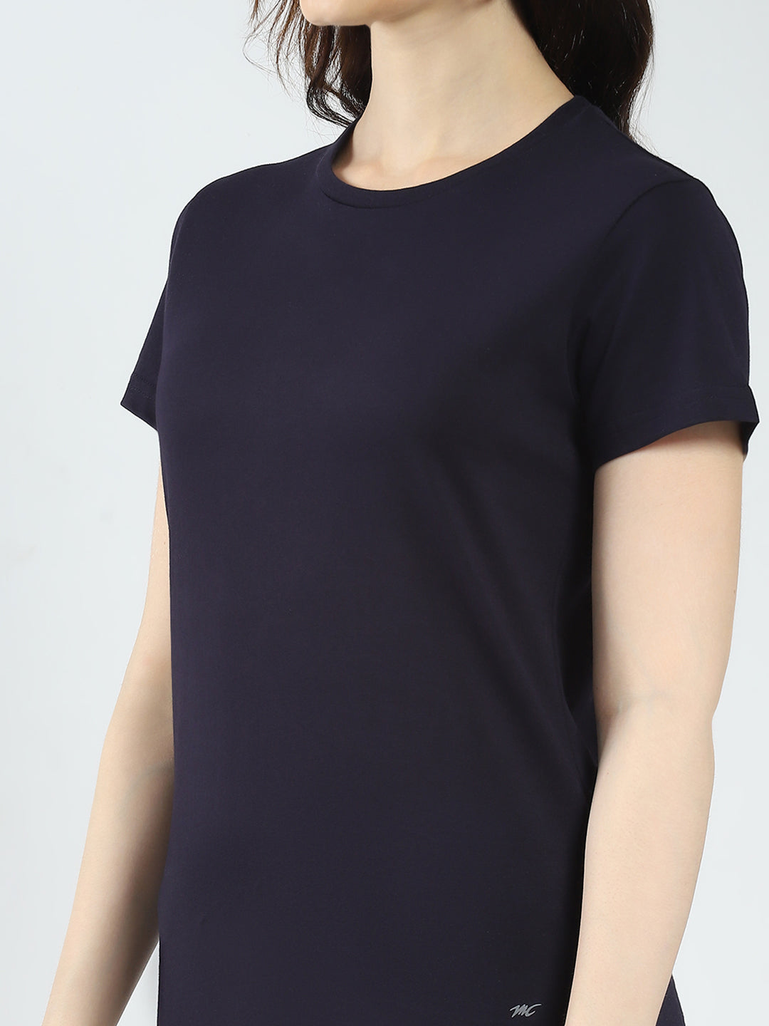 Women Navy Blue & Rust Solid Round Neck Half Sleeve Top 2Pc Set