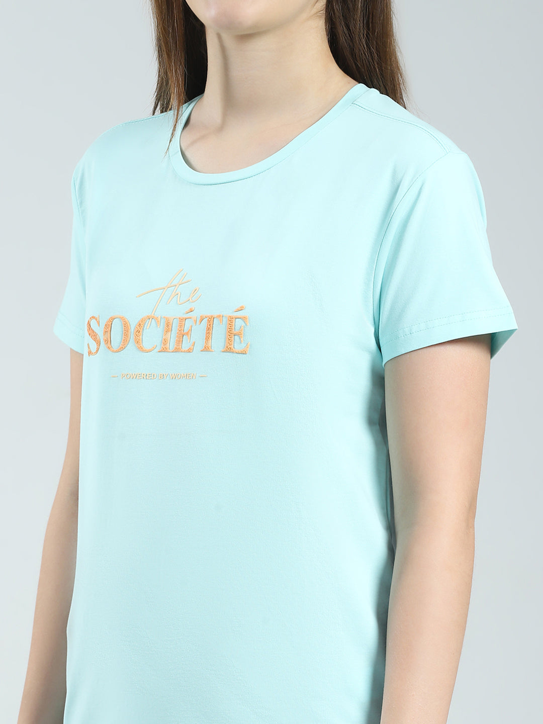 Women Blue Printed Round Neck Half Sleeve Top