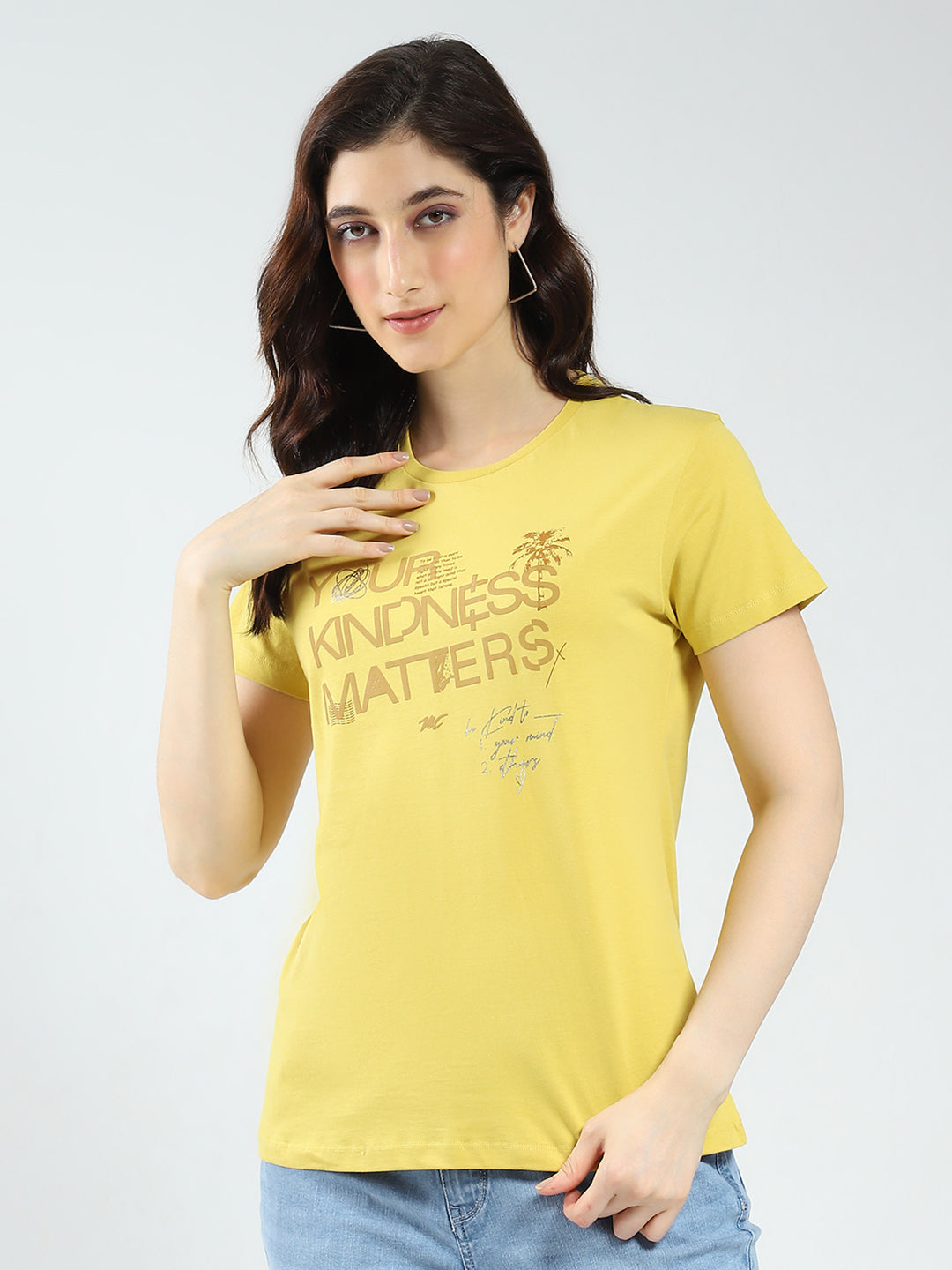 Women Coral & Mustard Printed Round Neck Half Sleeve Top 2Pc Set