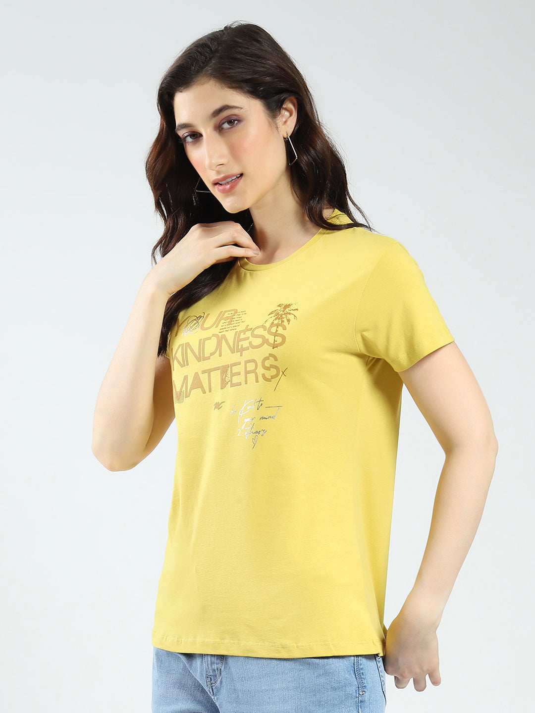 Women Coral & Mustard Printed Round Neck Half Sleeve Top 2Pc Set