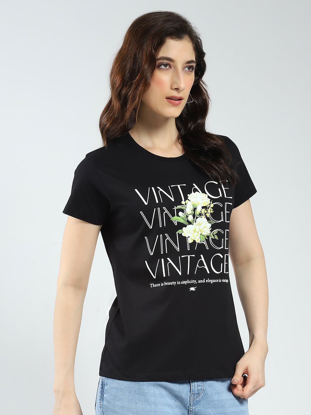 Women Black & Red Printed Round Neck Half Sleeve Top 2Pc Set