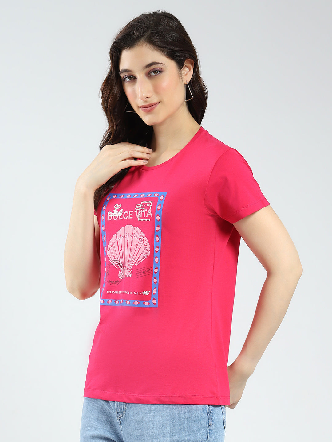 Women Black & Red Printed Round Neck Half Sleeve Top 2Pc Set