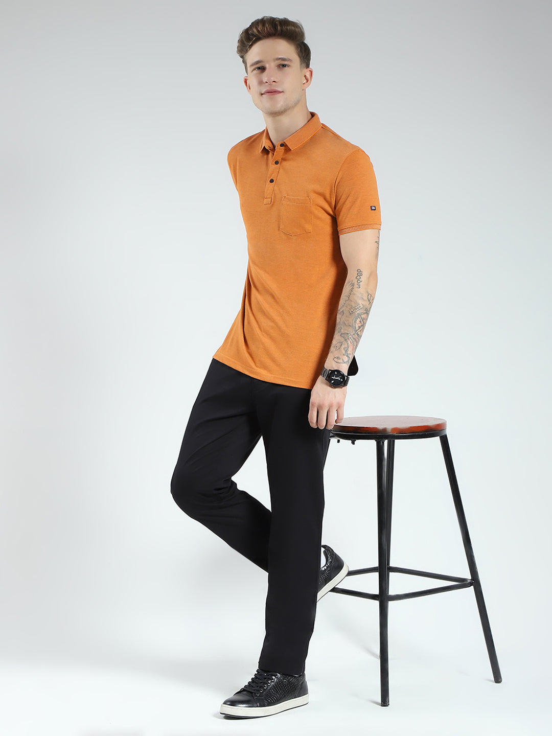 Men Black Solid Slim Fit Trouser