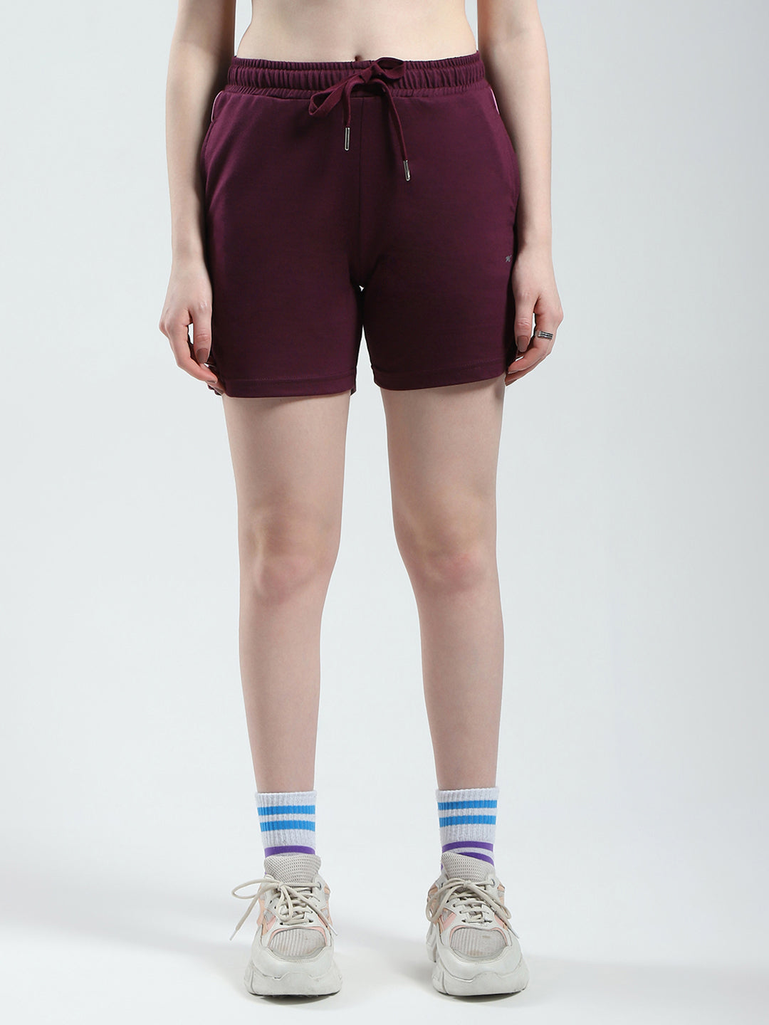 Women Maroon Solid Regular Fit Short