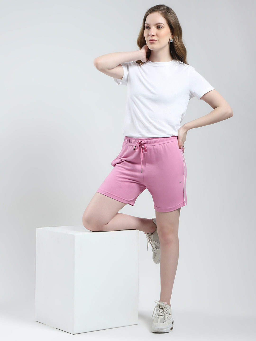 Women Pink Solid Regular Fit Short