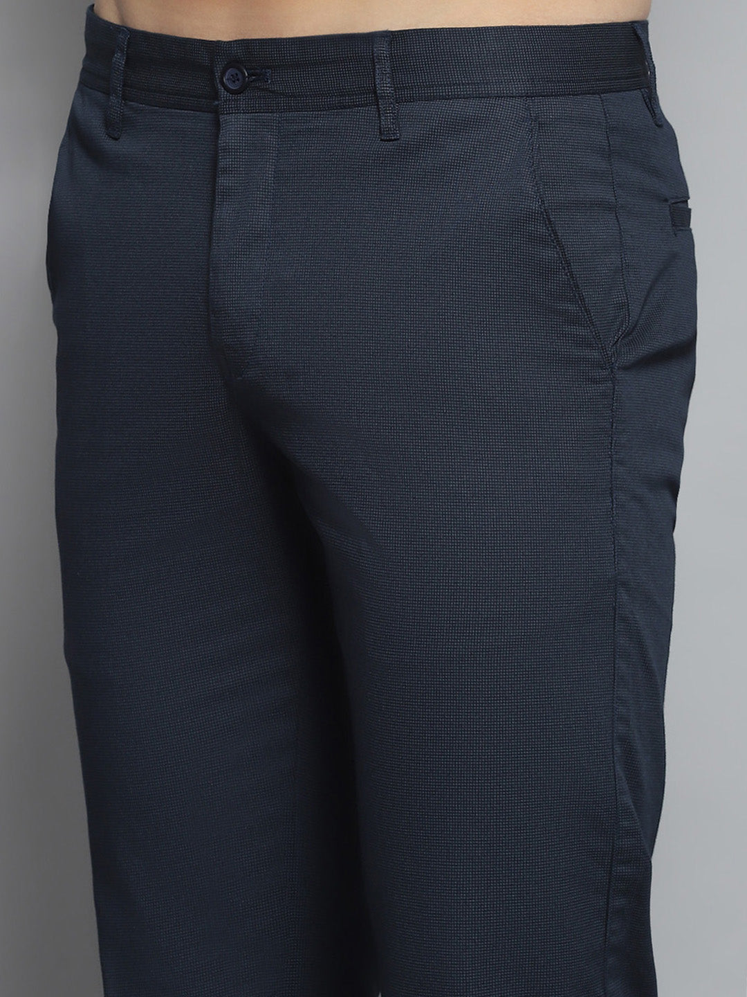 Men Navy Blue Solid Trouser