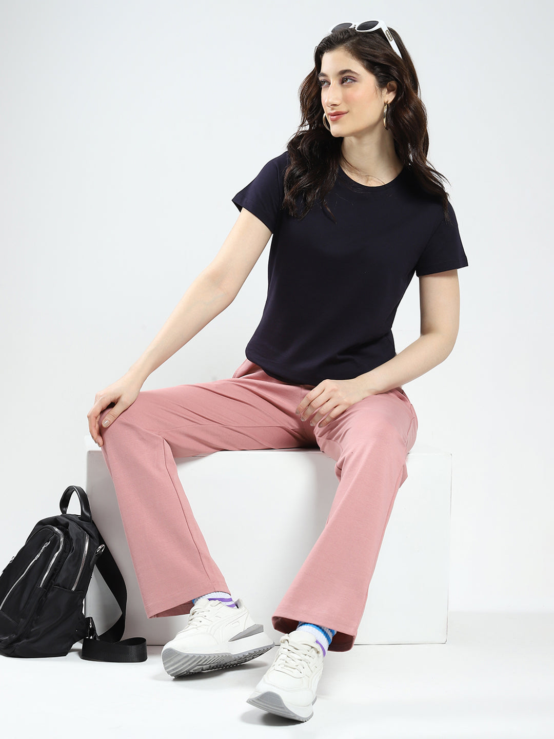 Women Peach Solid Regular Fit Lower