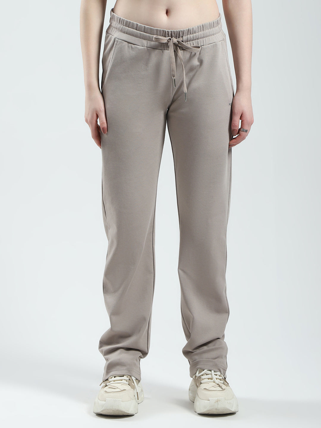 Women Grey Solid Regular Fit Lower