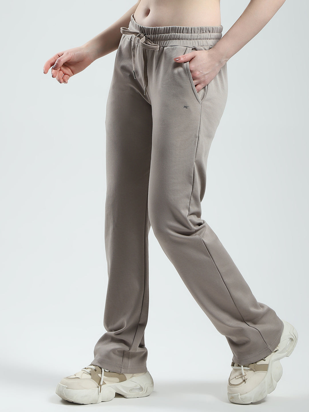 Women Grey Solid Regular Fit Lower