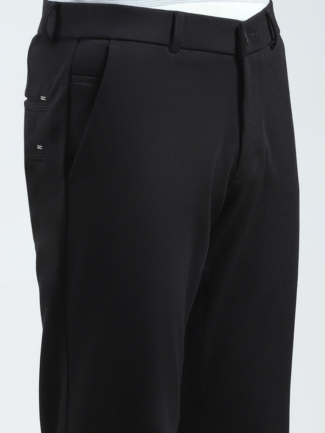 Men Black Solid Slim Fit Trouser
