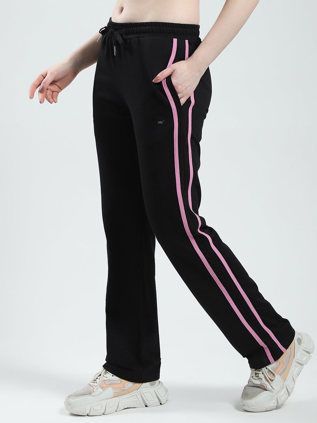 Women Black Solid Regular Fit Lower