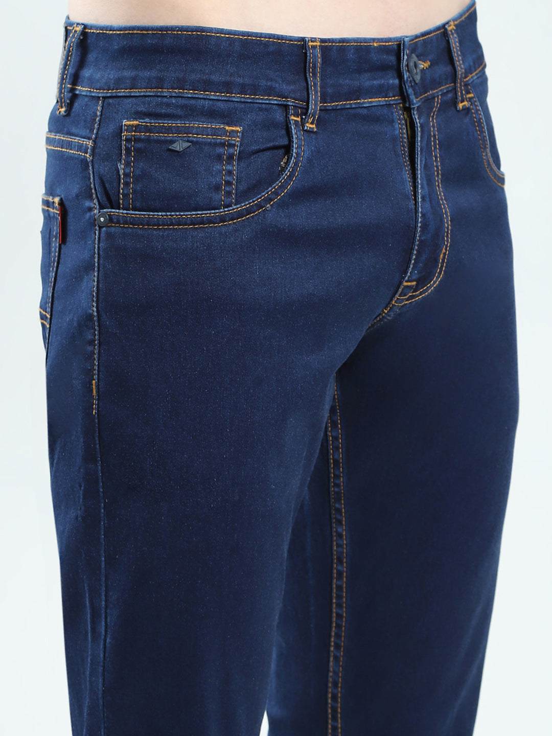 Men Blue Solid Narrow Fit Denim