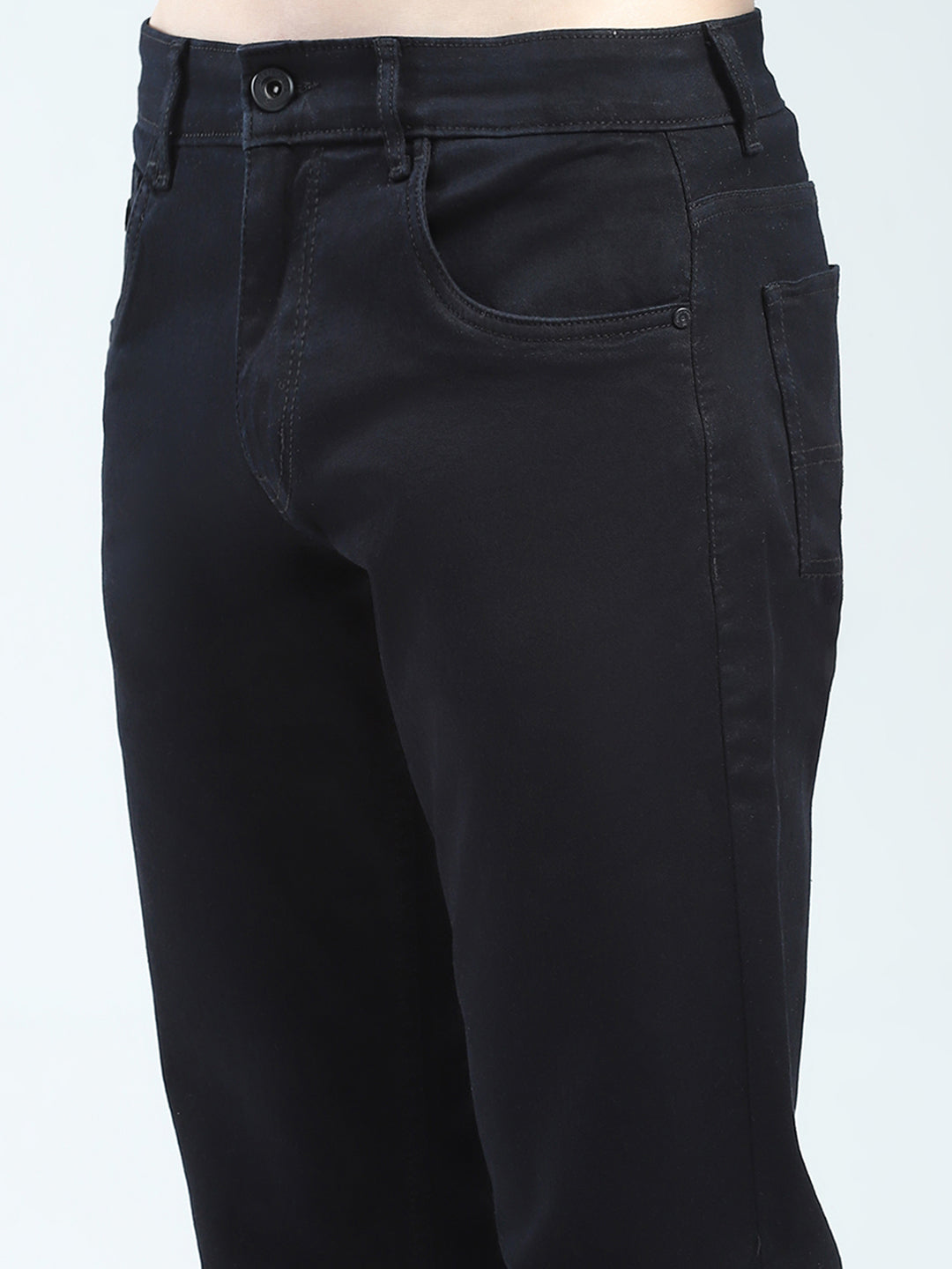Men Black Solid Narrow Fit Denim