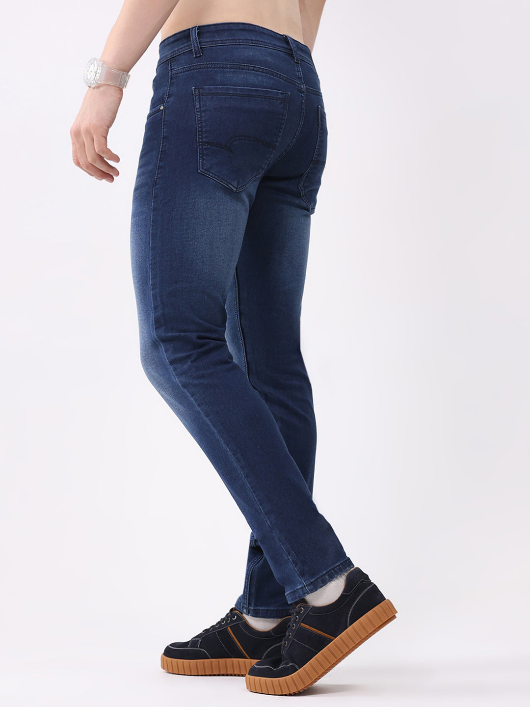 Men Blue Solid Skinny Fit Denim