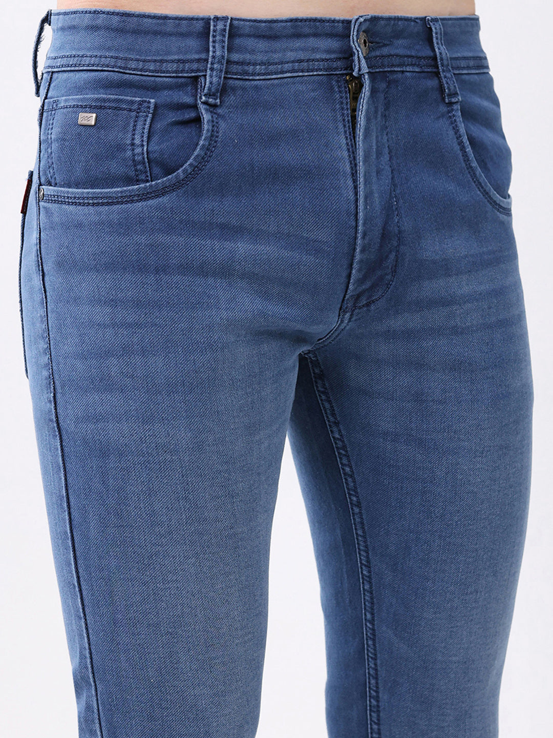 Men Blue Solid Skinny Fit Denim