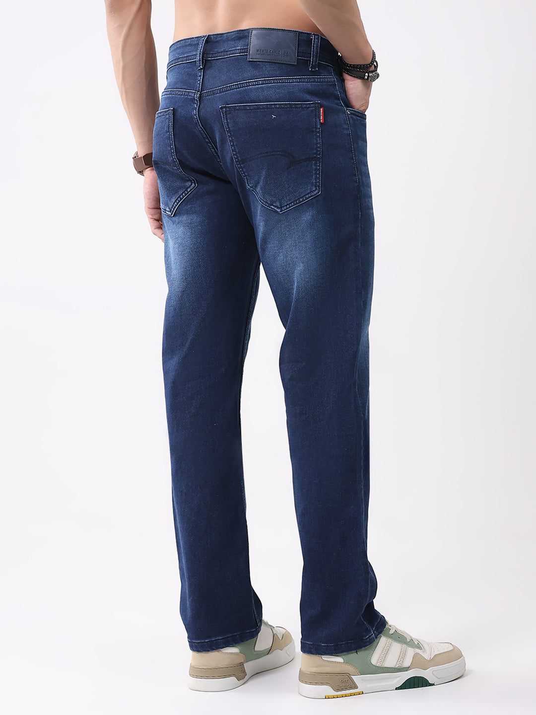 Men Blue Solid Straight Fit Denim