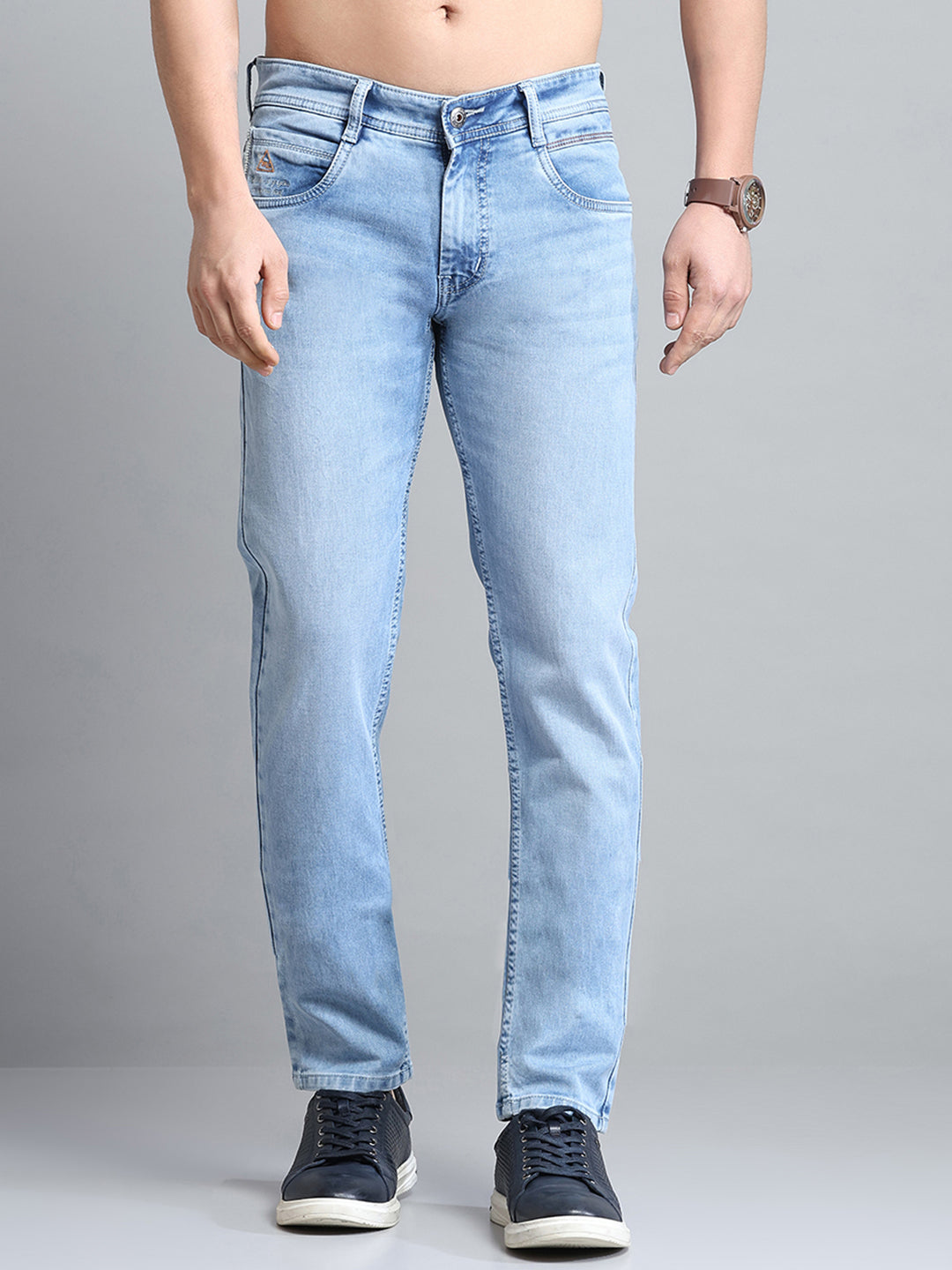 Men Blue Solid Skinny Fit Denim