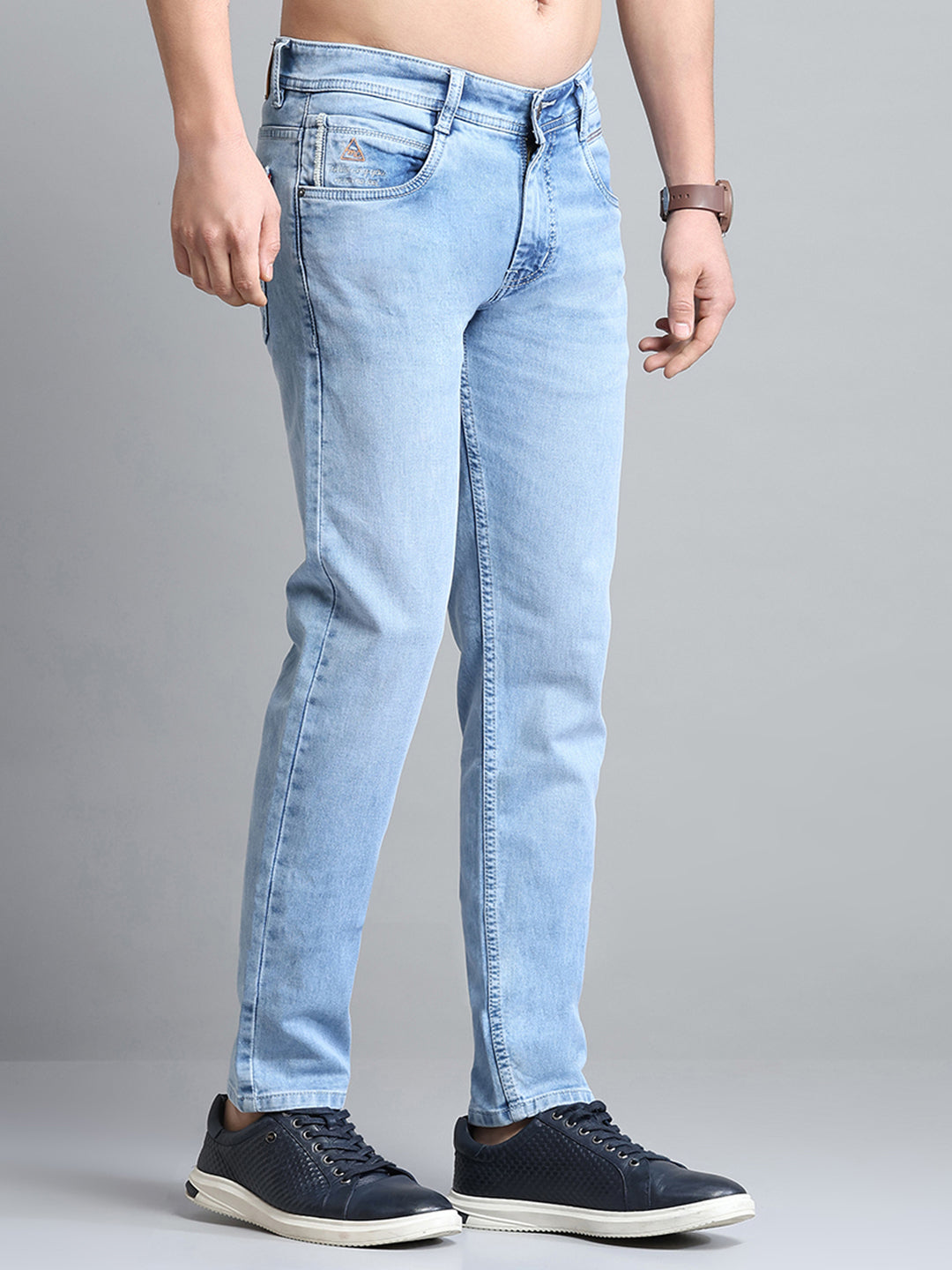Men Blue Solid Skinny Fit Denim