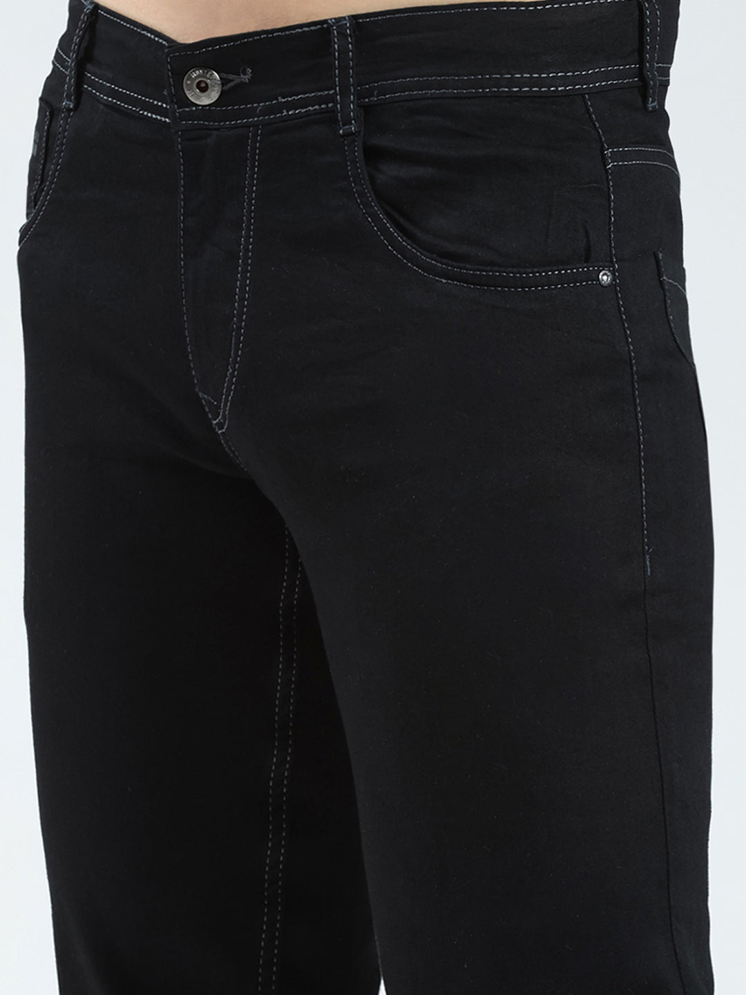 Men Black Solid Skinny Fit Denim