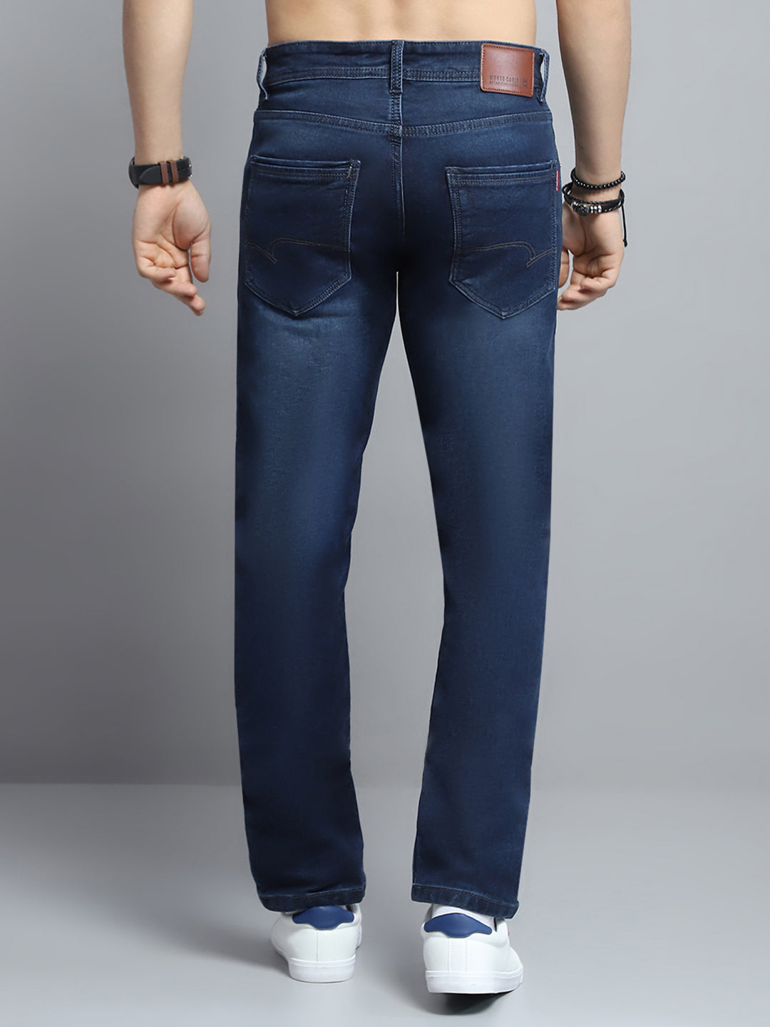 Men Blue Solid Narrow Fit Denim