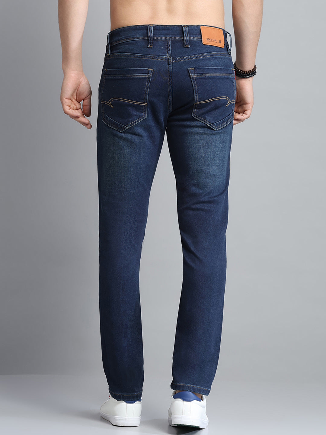 Men Blue Solid Ankle Length Denim