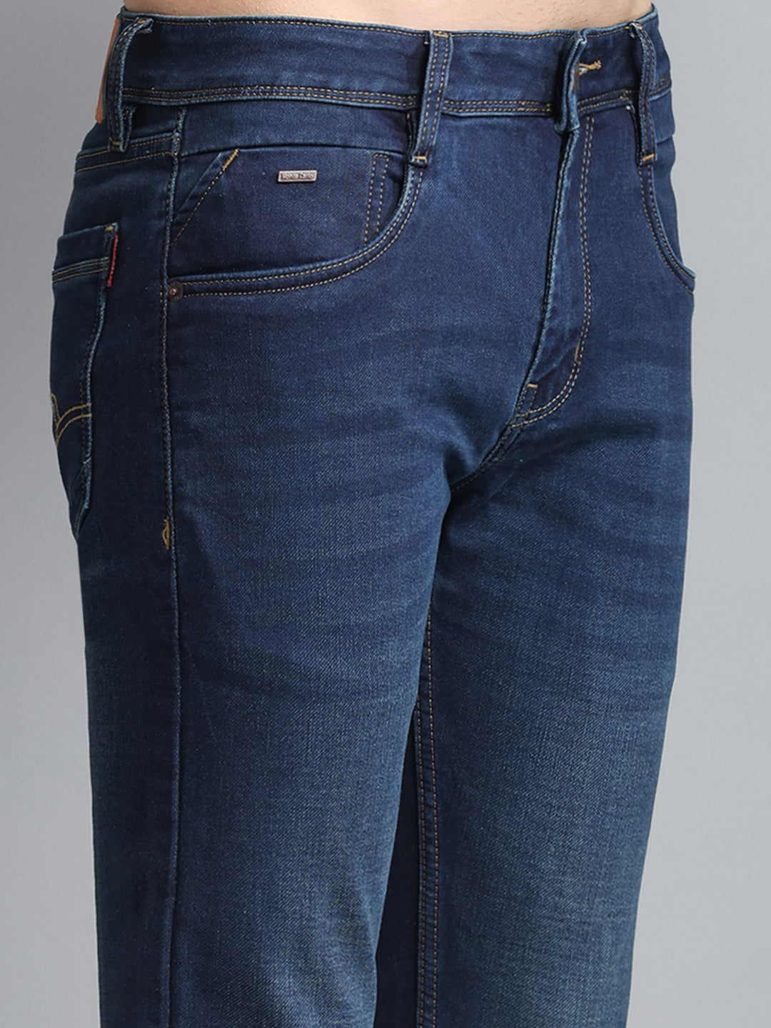 Men Blue Solid Ankle Length Denim