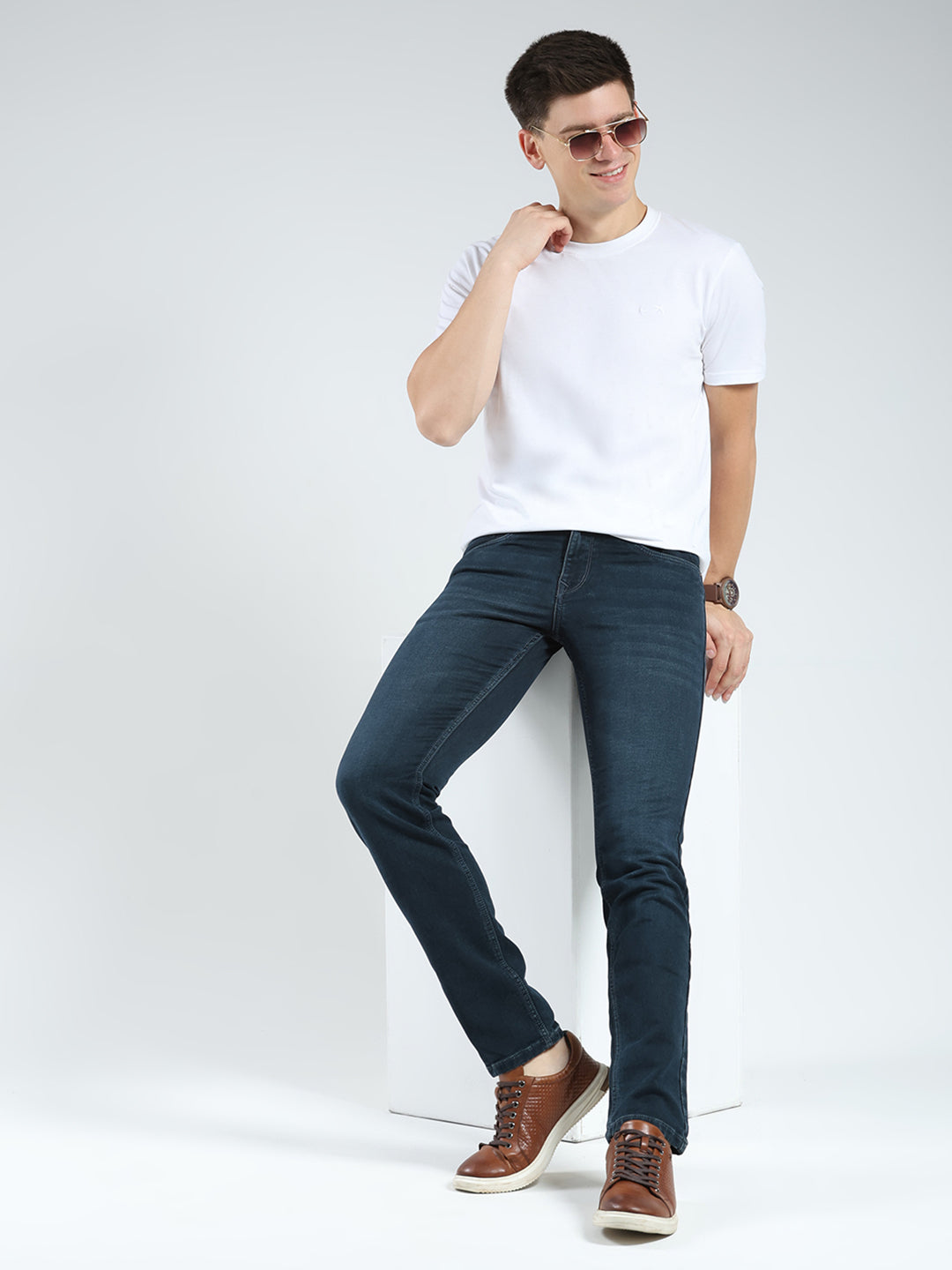 Men Blue Light Wash Skinny Fit Denim