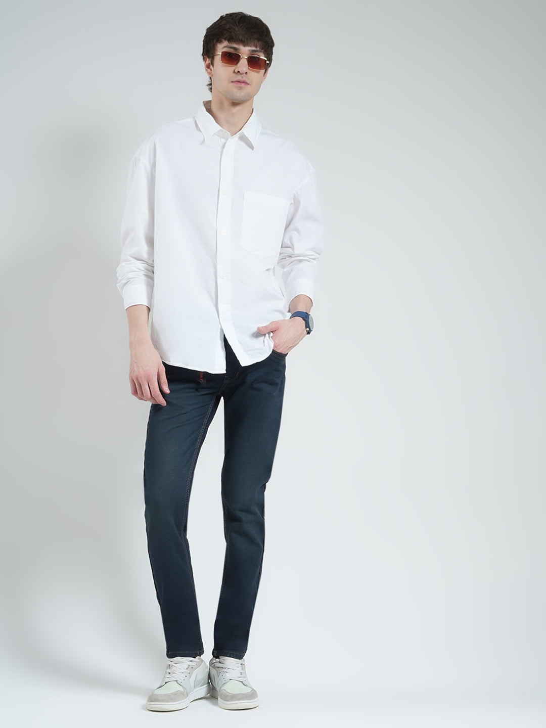 Men Blue Solid Skinny Fit Denim