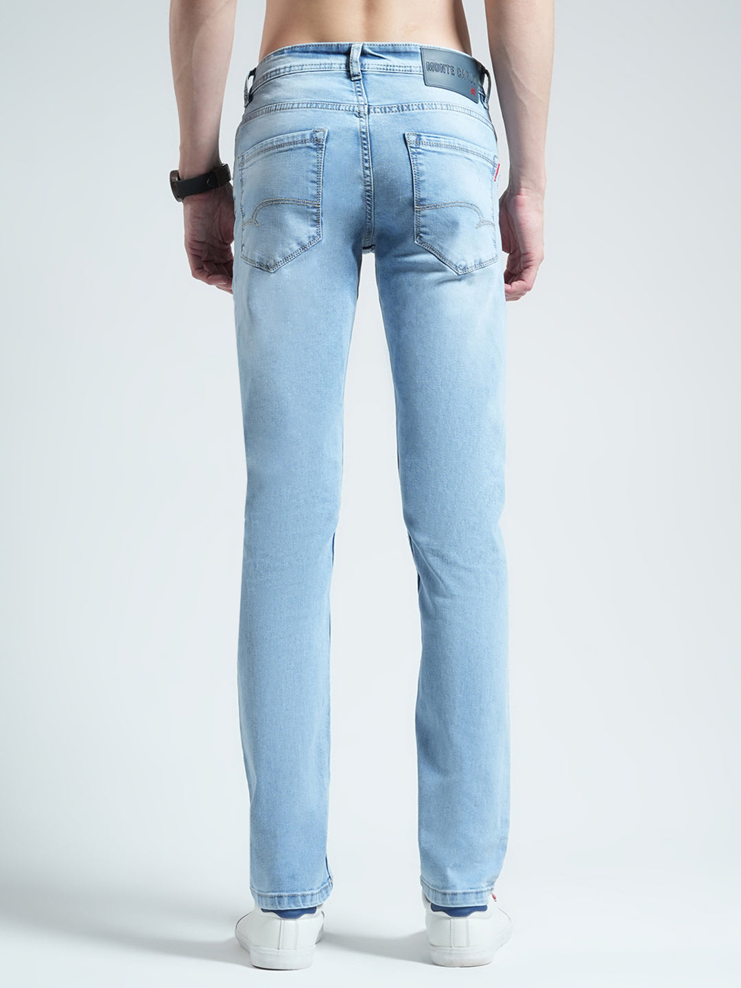 Men Blue Solid Narrow Fit Denim