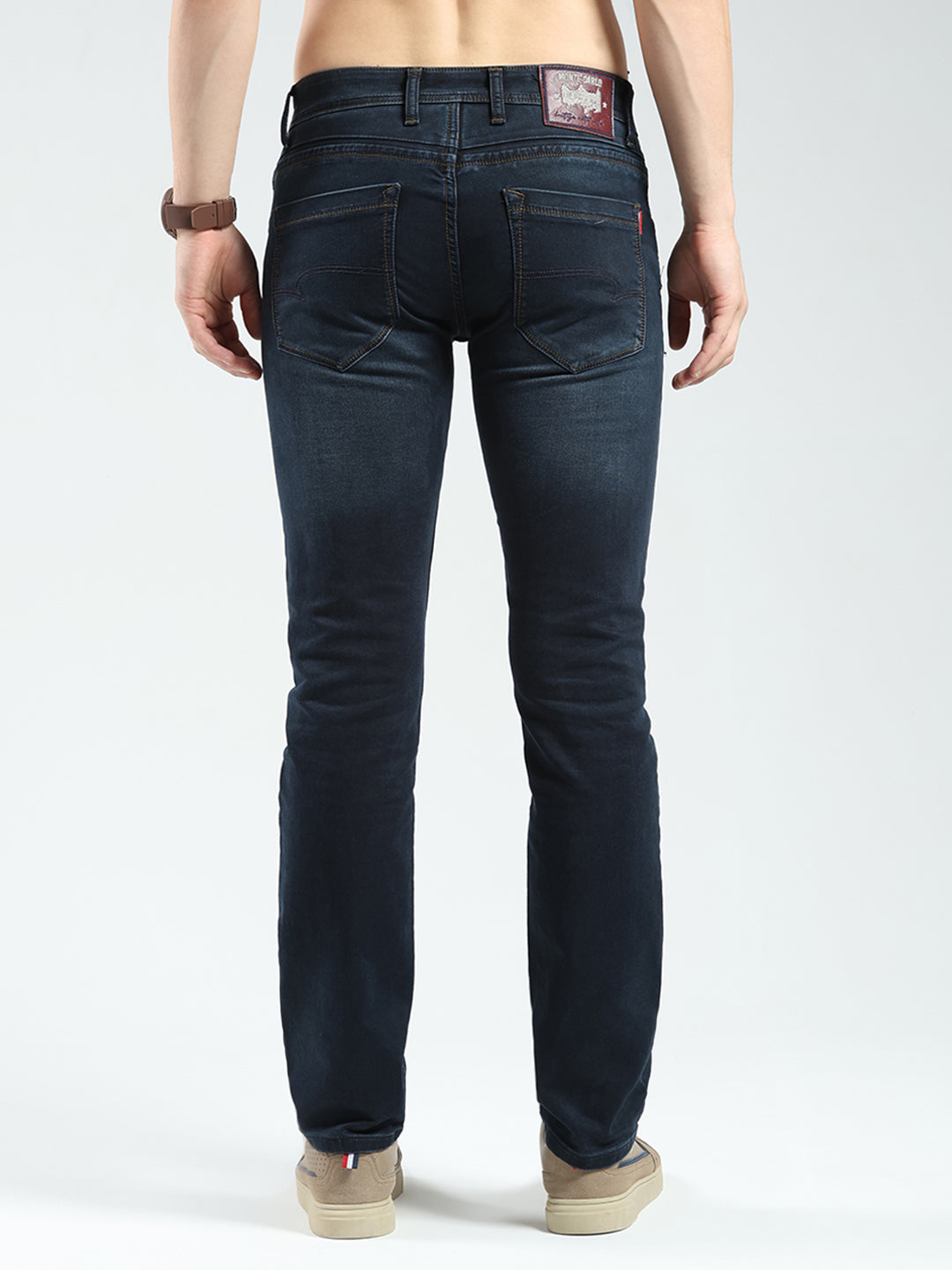 Men Blue Solid Narrow Fit Denim