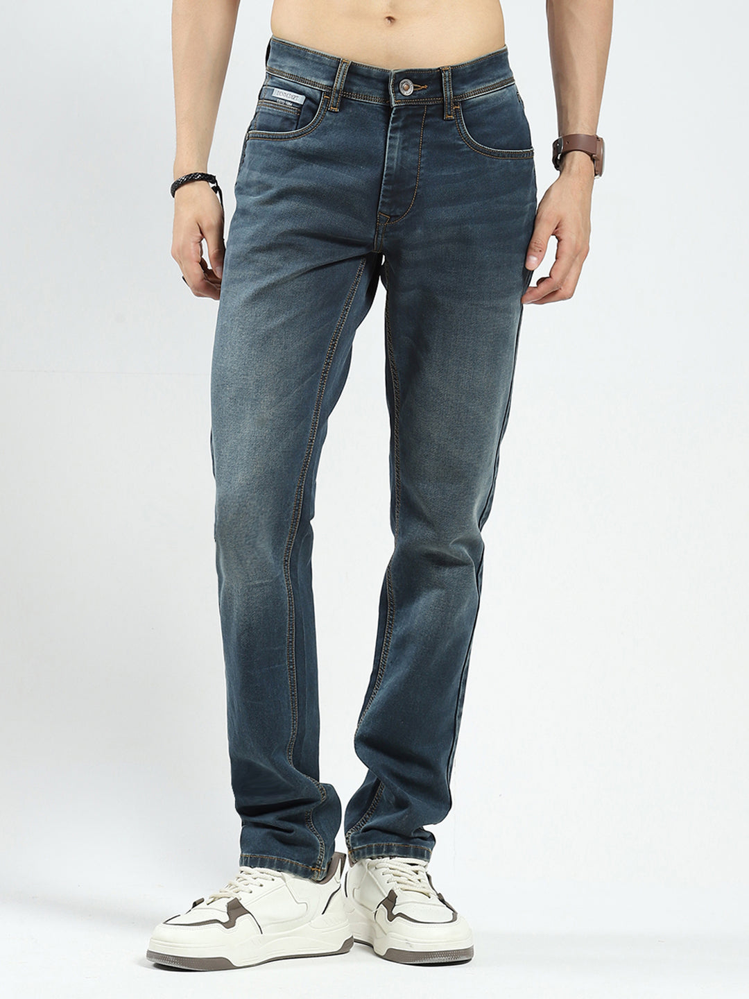 Men Blue Light Wash Skinny Fit Denim