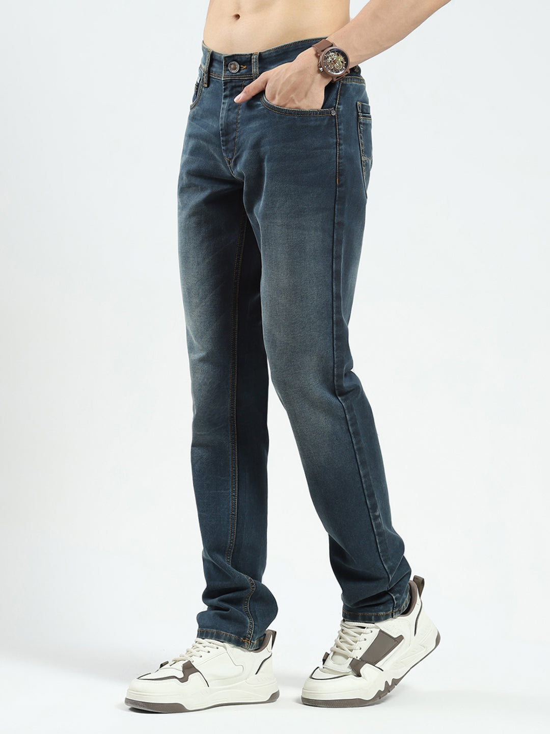 Men Blue Light Wash Skinny Fit Denim