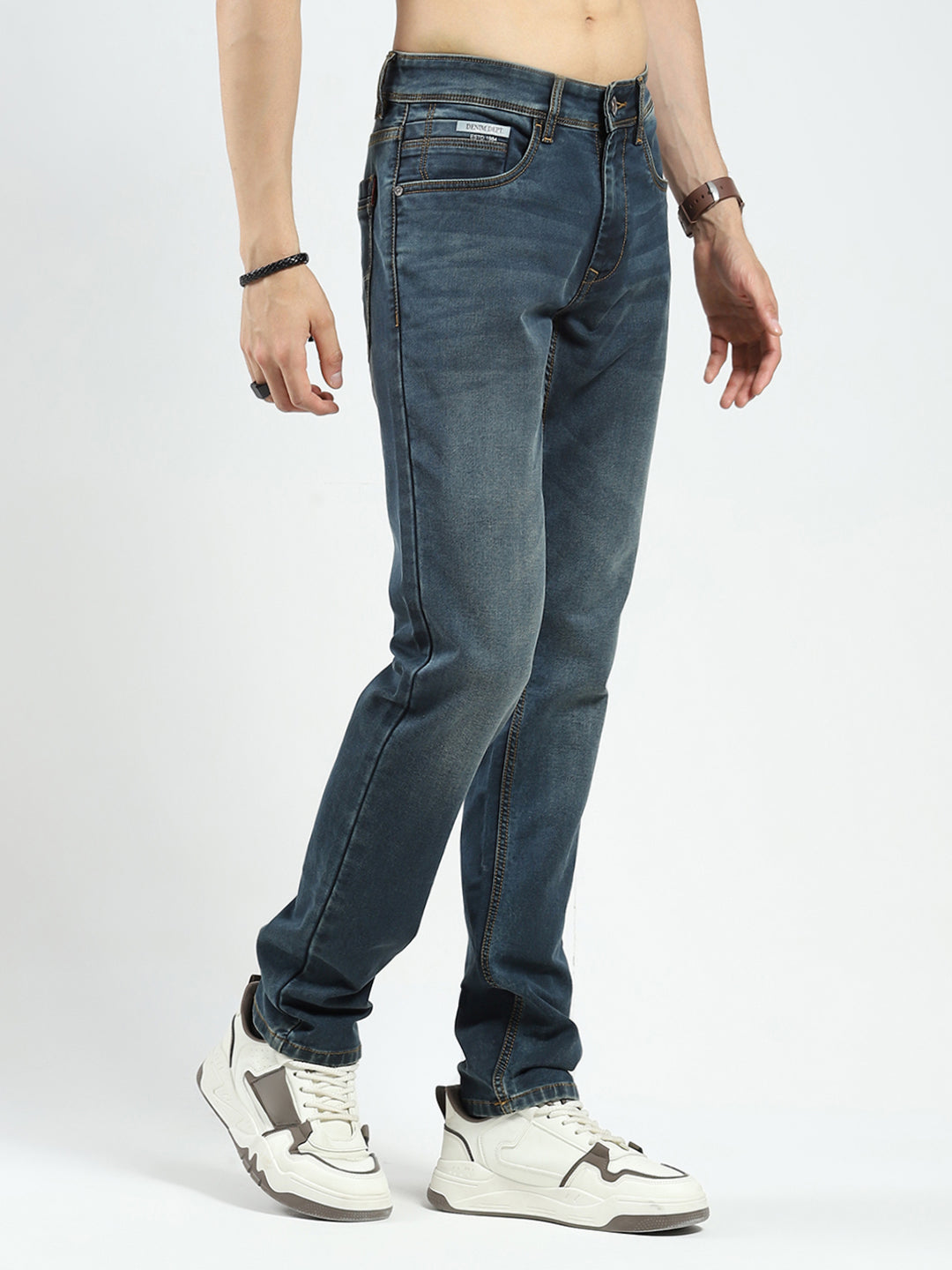 Men Blue Light Wash Skinny Fit Denim