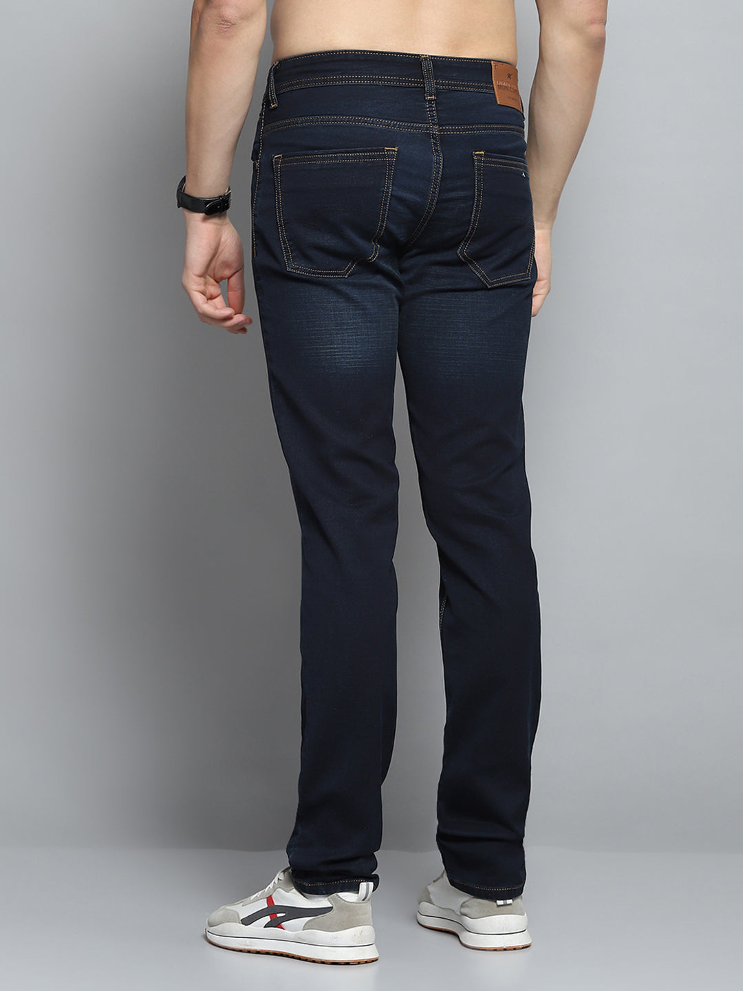 Men Blue Solid Narrow Fit Denim
